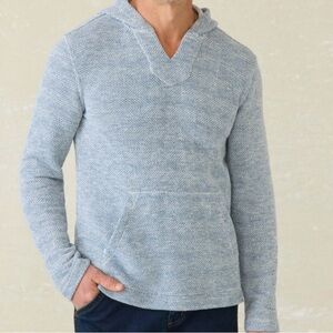Faherty Light Blue Herringbone Hoodie